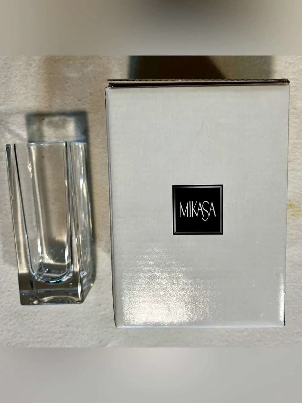 NEW Mikasa Clear Crystal Square Bud Vase NWT